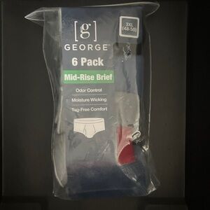 George 6 Pack Mid-Rise Briefs - Blue and Red